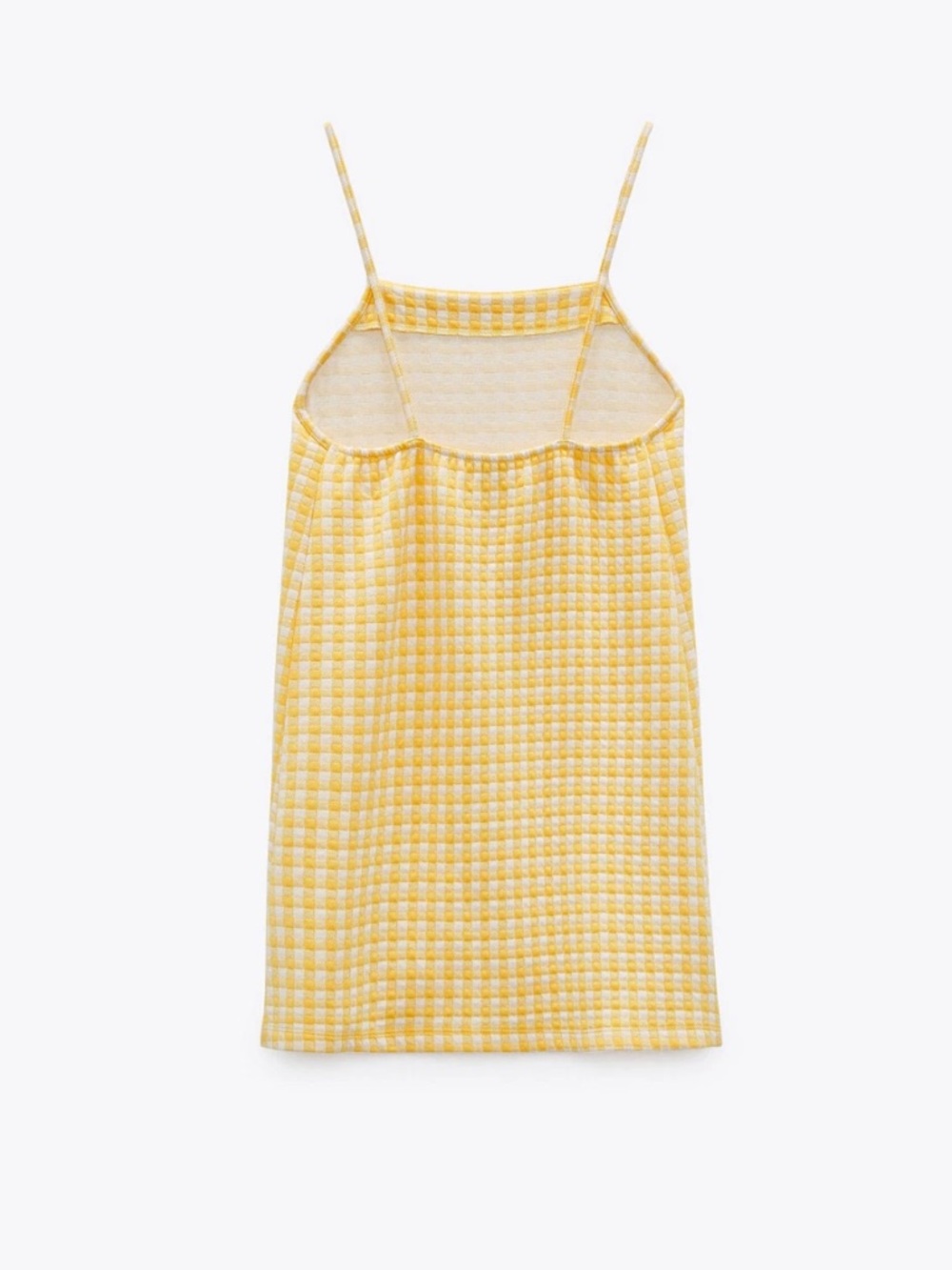 Zara Yellow Gingham Shift Mini Dress EUC - Picture 3 of 9